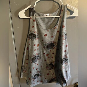LASOUL sz Medium grey hedgehog print tank top
